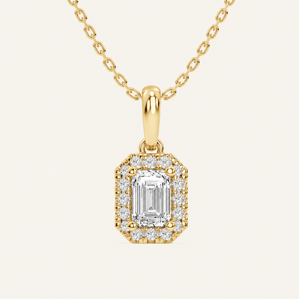 0.62CT Emerald Cut Lab Grown Diamond Pendant Necklace