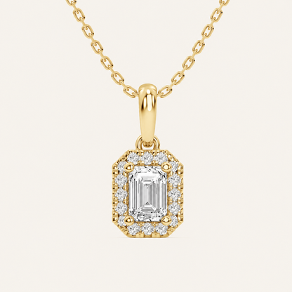 0.62CT Emerald Cut Lab Grown Diamond Pendant Necklace