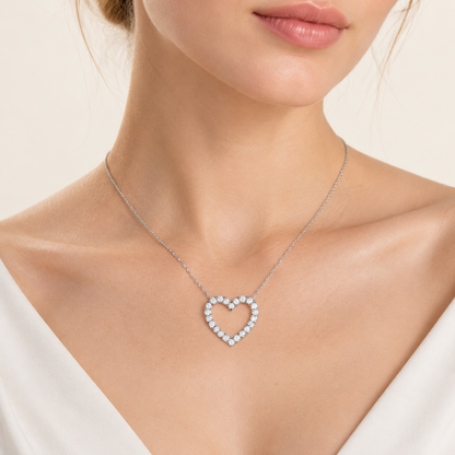 1.00CT Round Cut Lab Grown Diamond Heart Pendant Necklace