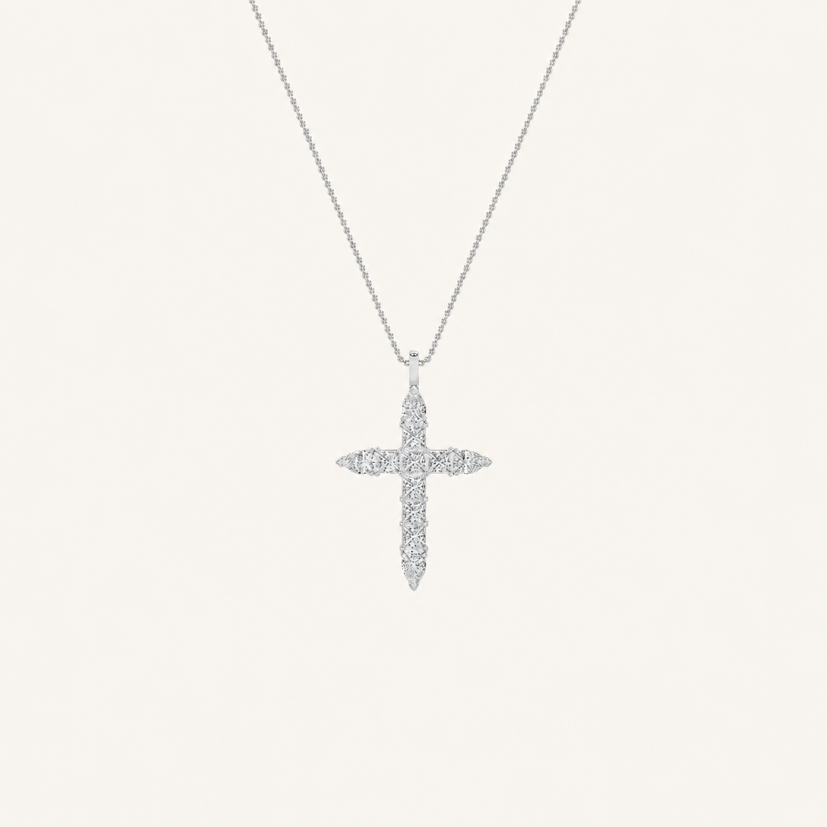3.5CT Pear Cut Lab Grown Diamond Pendant Cross Necklace