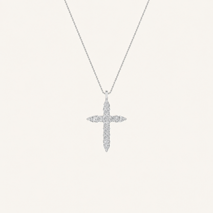 3.5CT Pear Cut Lab Grown Diamond Pendant Cross Necklace