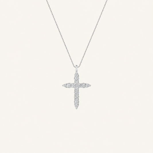 3.5CT Pear Cut Lab Grown Diamond Pendant Cross Necklace