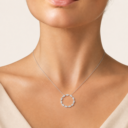 2CT Marquise Cut Lab Grown Diamond Circle Pendant Necklace