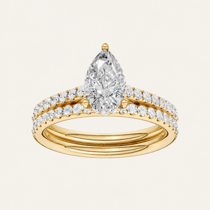 1.50CT Pear Cut Lab Grown Diamond Bridal Set