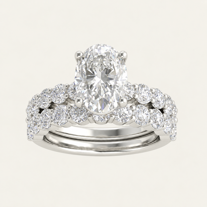 4.00CT Oval Cut Lab Grown Diamond Bridal Set