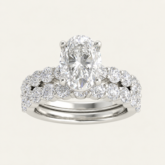 4.00CT Oval Cut Lab Grown Diamond Bridal Set
