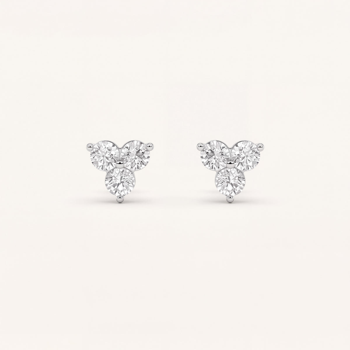 1.5CT Round Cut Lab Grown Diamond Three Stone Earrings