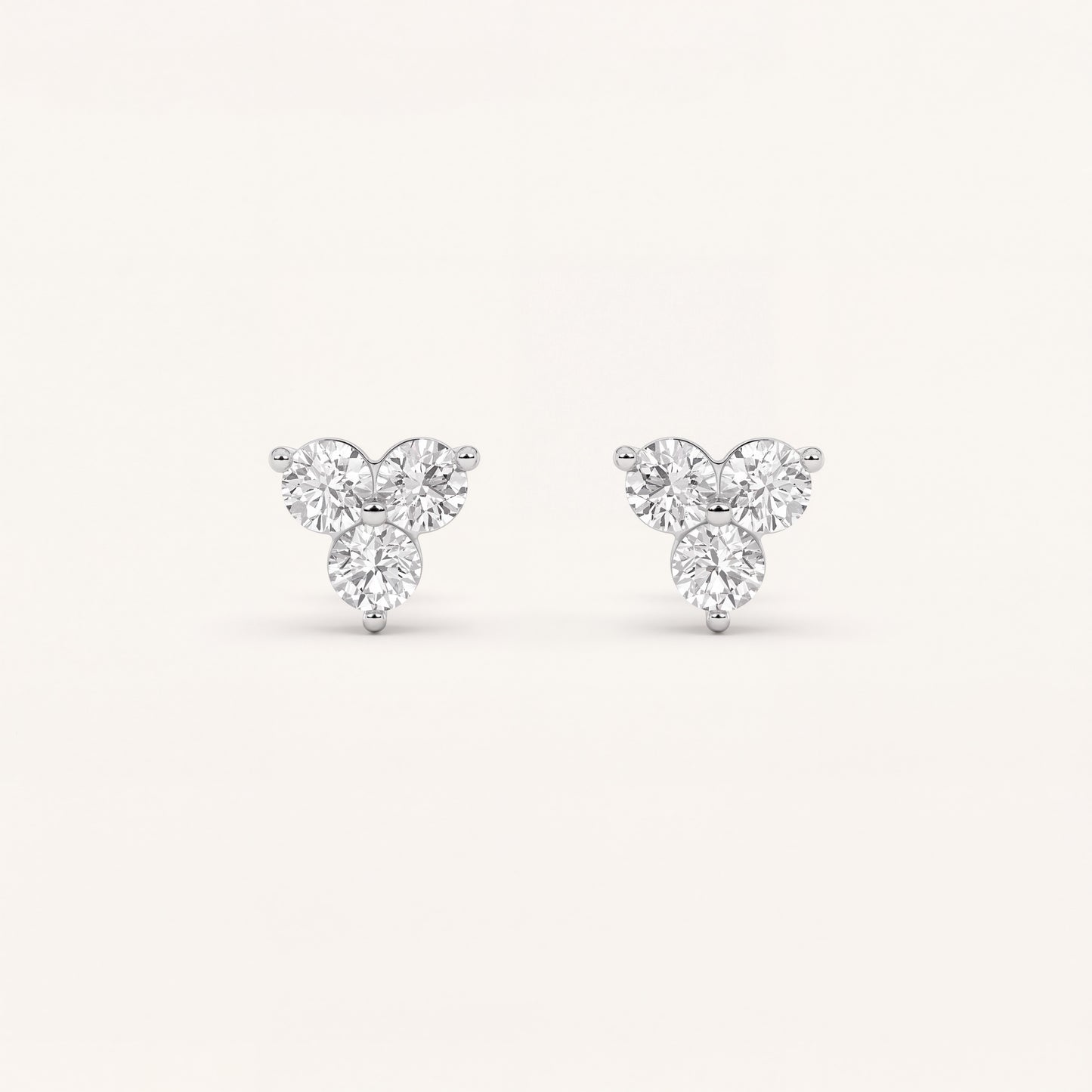 1.5CT Round Cut Lab Grown Diamond Three Stone Earrings