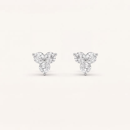 1.5CT Round Cut Lab Grown Diamond Three Stone Earrings