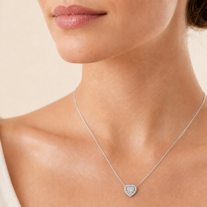 1.25CT Heart Cut Lab Grown Diamond Pendant Heart Necklace