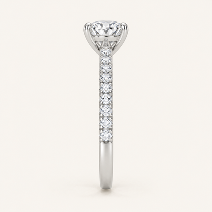 1.00CT Round Cut Lab Grown Diamond Side Stone Ring