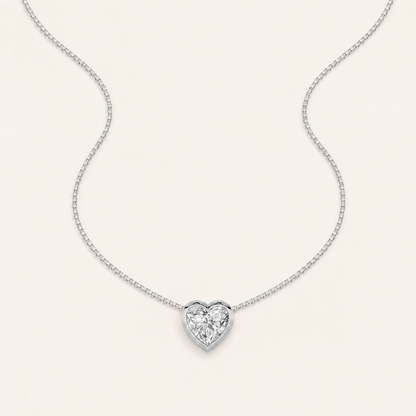 1 CT Heart Shaped Lab Grown Diamond Pendant Necklace