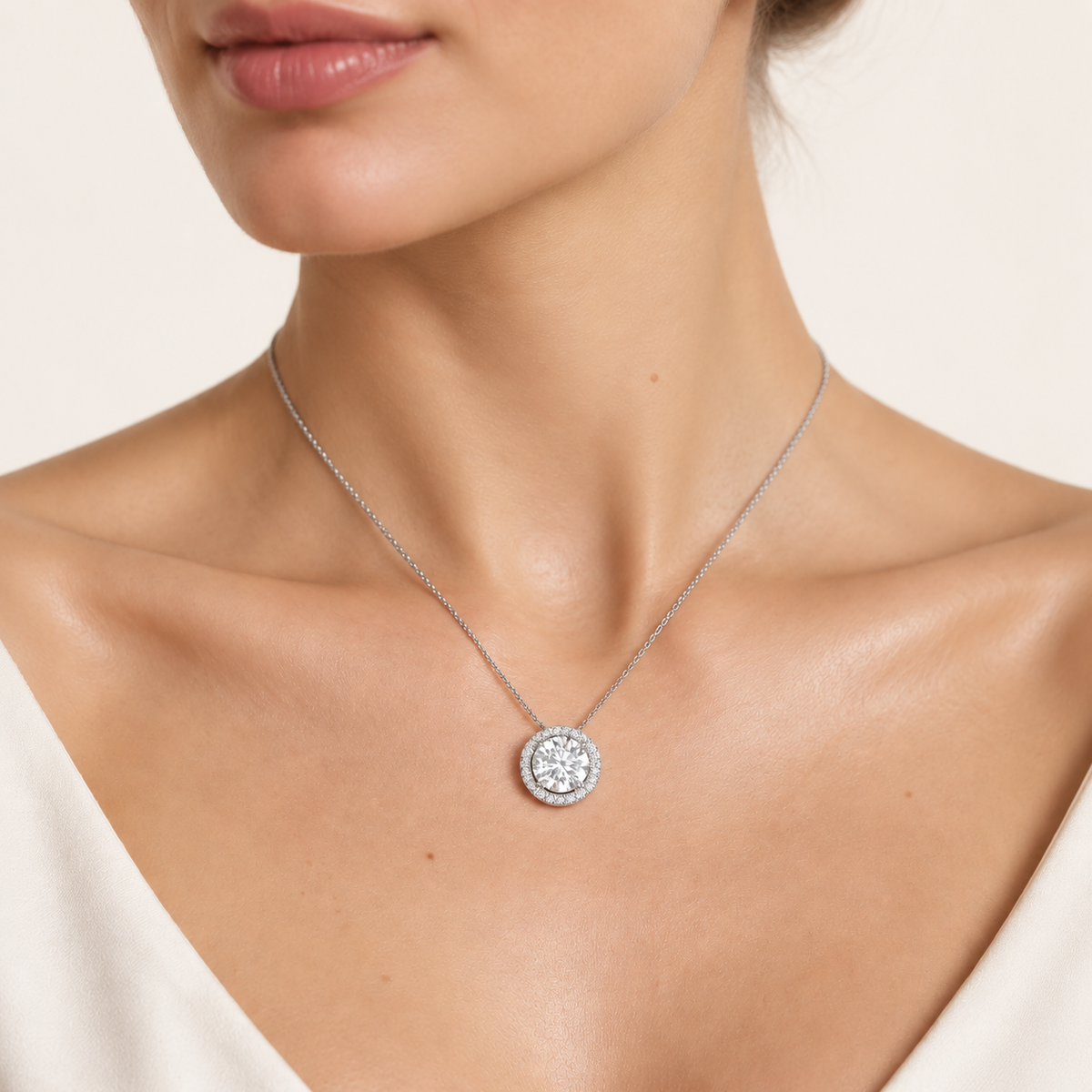 3.25CT Round Cut Certified Lab Grown Diamond Pendant