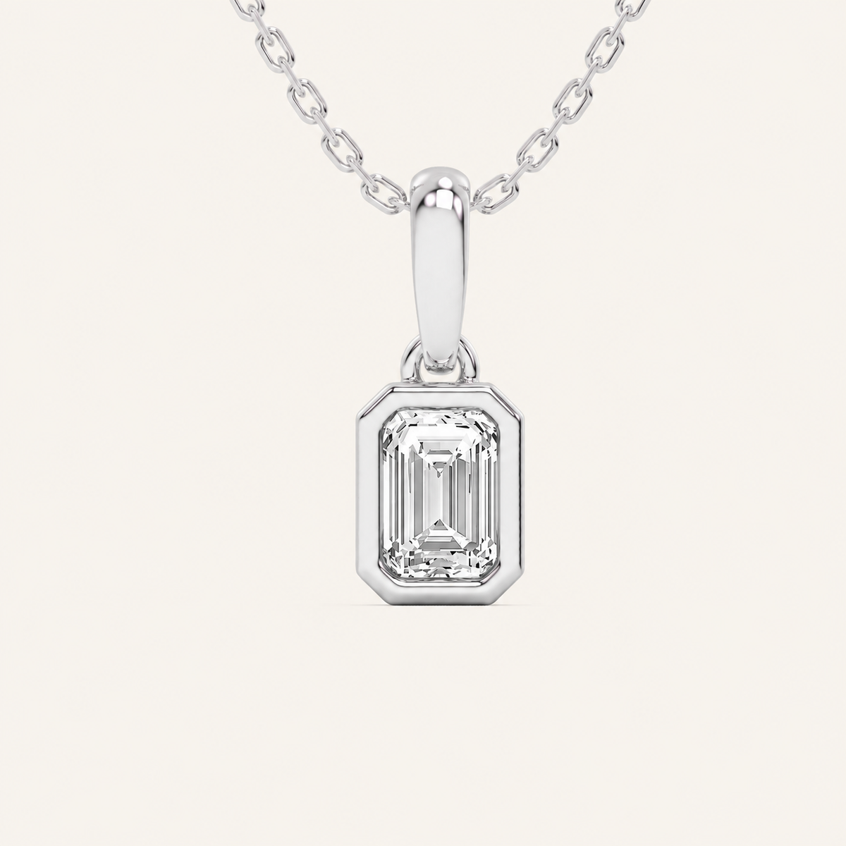 0.50CT Emerald Cut Lab Grown Diamond Pendant Necklace