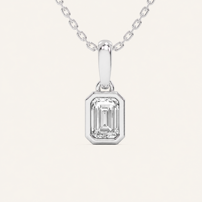 0.50CT Emerald Cut Lab Grown Diamond Pendant Necklace