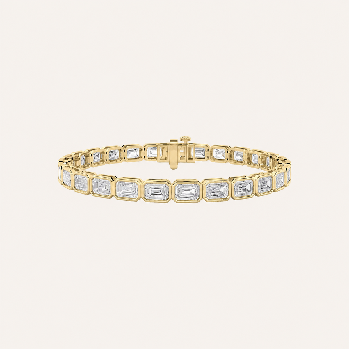 15CT Emerald Cut Lab Grown Diamond East West Bezel Tennis Bracelet