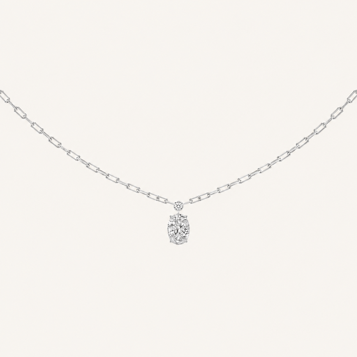 2CT Oval Cut Lab Grown Diamond Strata Chic Pendant Necklace