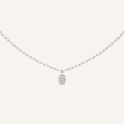 2CT Oval Cut Lab Grown Diamond Strata Chic Pendant Necklace