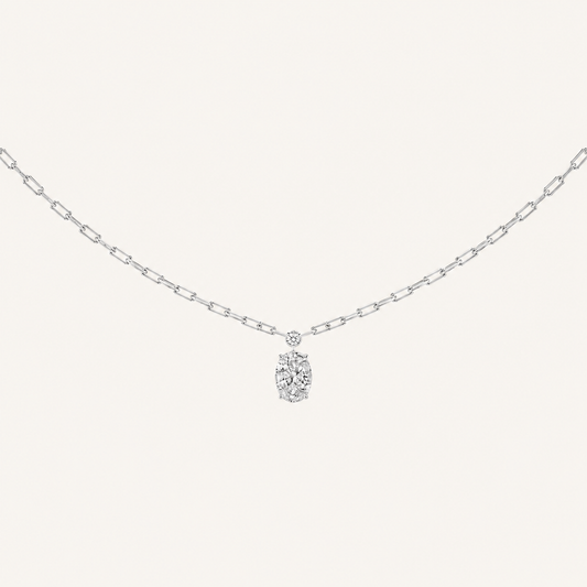 2CT Oval Cut Lab Grown Diamond Strata Chic Pendant Necklace