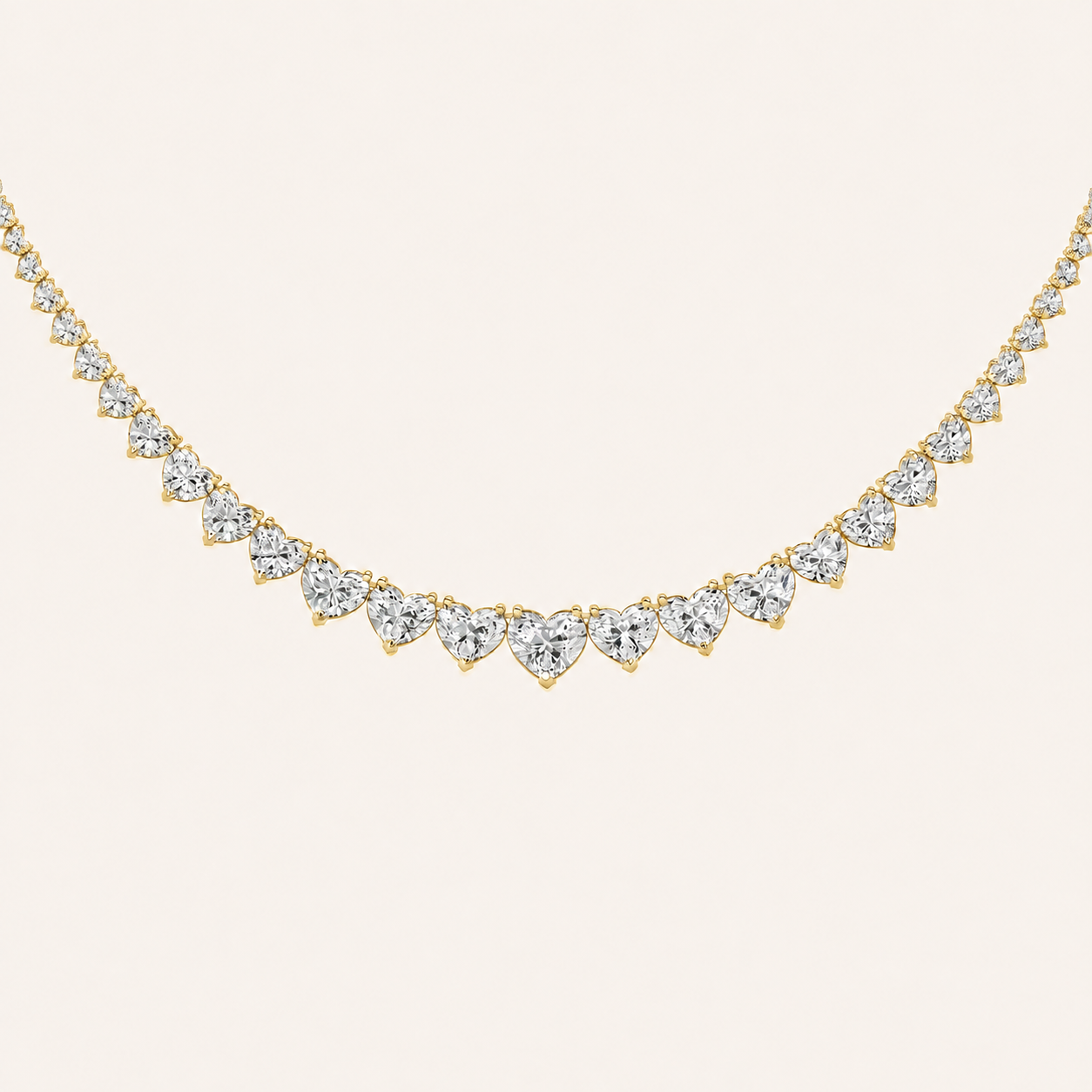 65CT Heart Cut Lab Grown Diamond Tennis Necklace