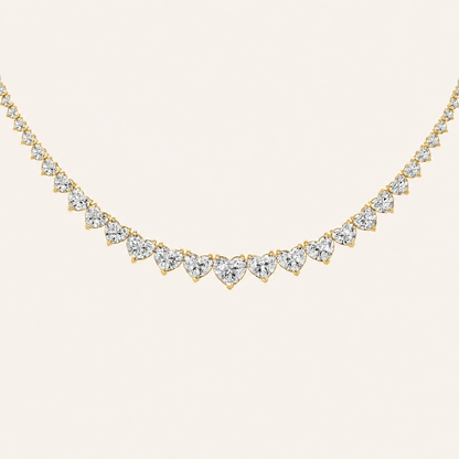 65CT Heart Cut Lab Grown Diamond Tennis Necklace