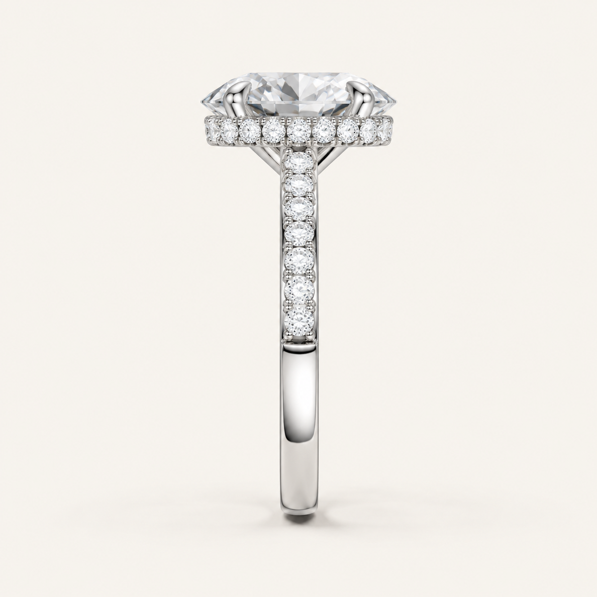 3.50CT Oval Cut Lab Grown Diamond Hidden Halo Side Stone Ring