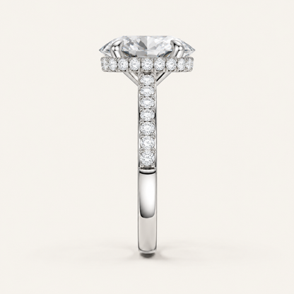 3.50CT Oval Cut Lab Grown Diamond Hidden Halo Side Stone Ring