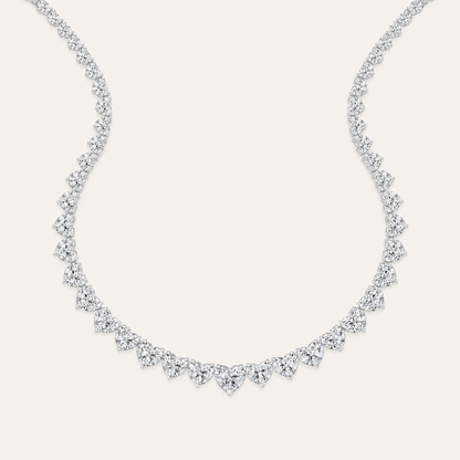 65CT Heart Cut Lab Grown Diamond Tennis Necklace