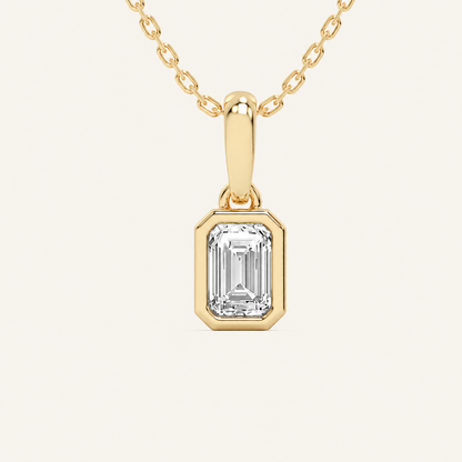0.50CT Emerald Cut Lab Grown Diamond Pendant Necklace