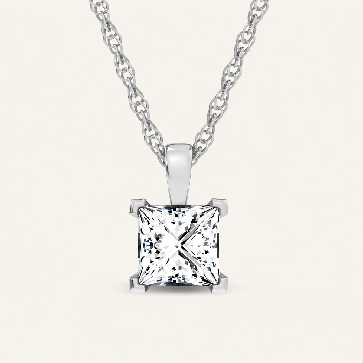 1.00CT Princess Cut Certified Lab Grown Diamond Pendant