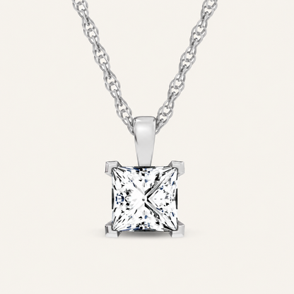 1.00CT Princess Cut Certified Lab Grown Diamond Pendant