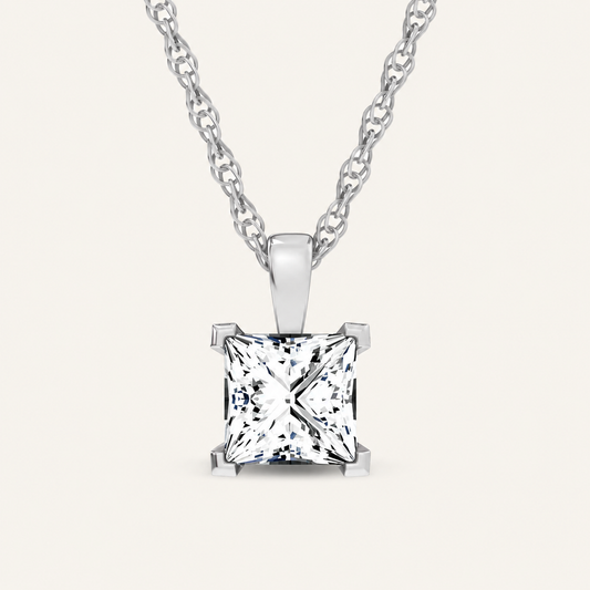 1.00CT Princess Cut Certified Lab Grown Diamond Pendant