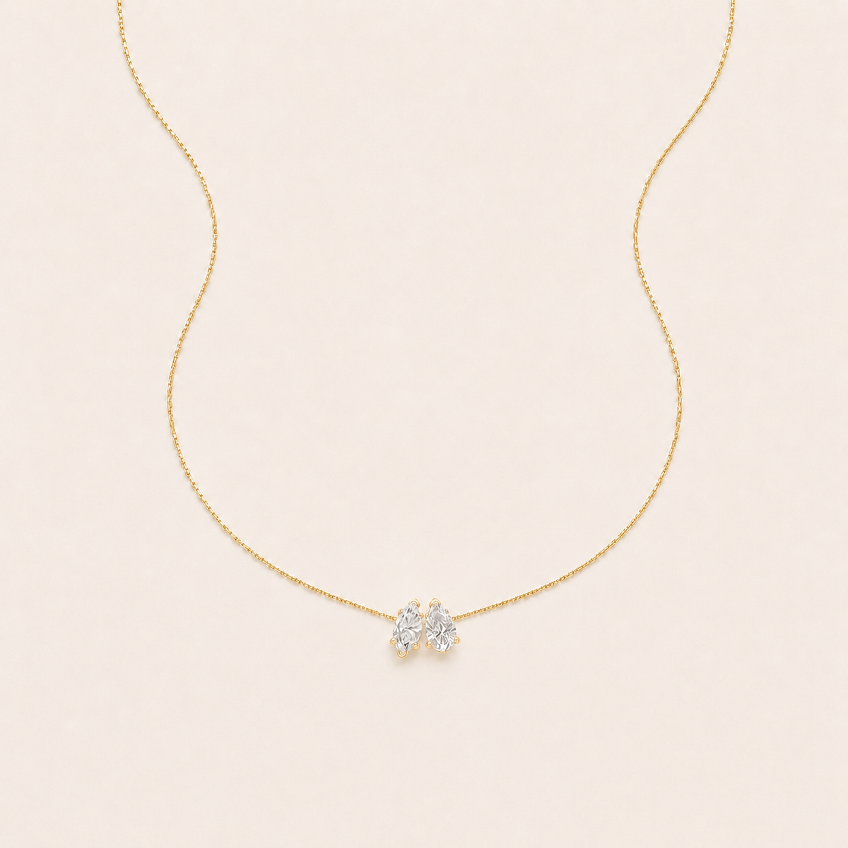 2.5CT Pear & Marquise Cut Lab Grown Diamond Two Stone Fancy Pendant Necklace