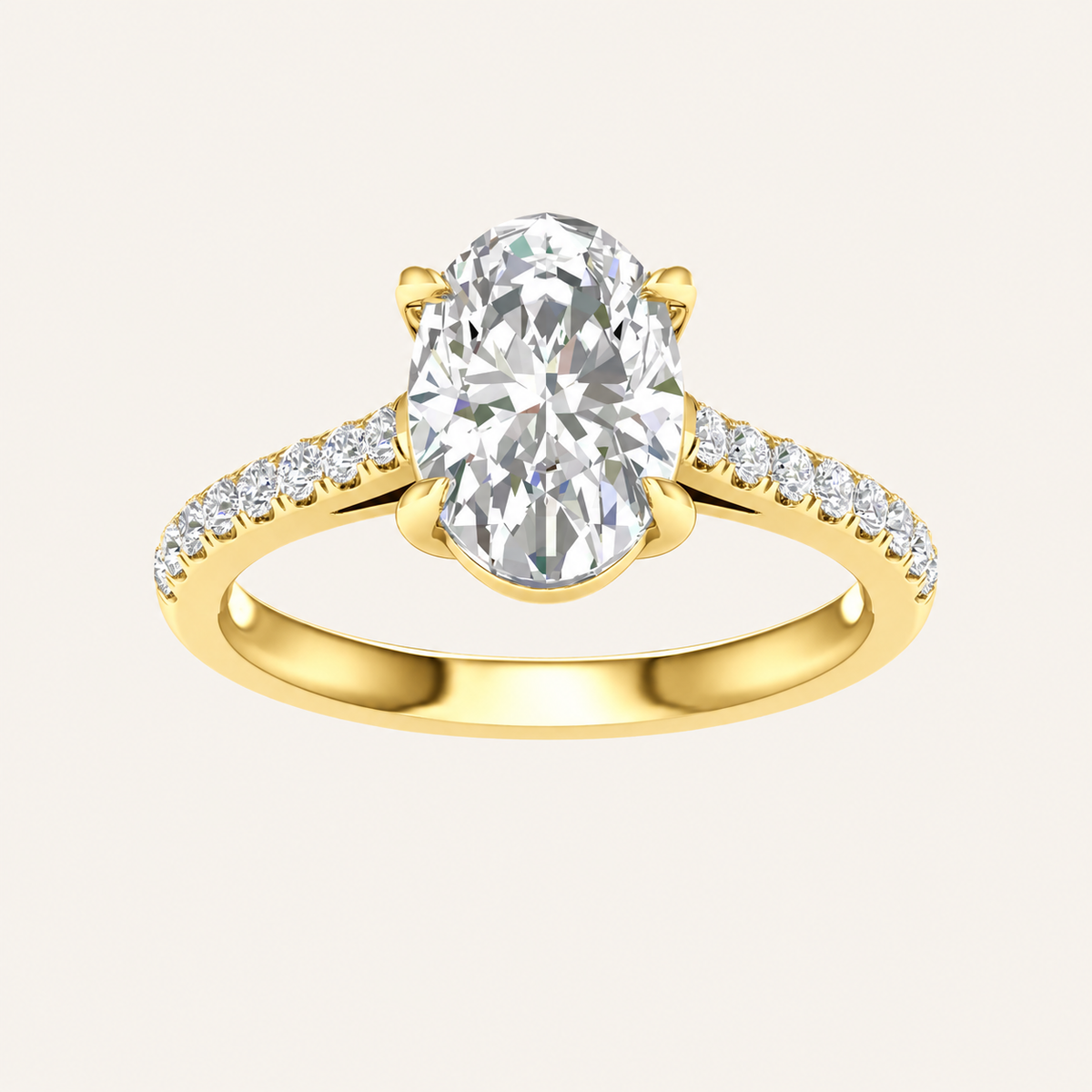 2.25CT Oval Cut Lab Grown Diamond Side Stone Ring