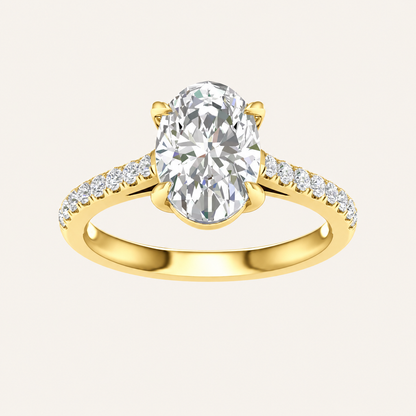2.25CT Oval Cut Lab Grown Diamond Side Stone Ring