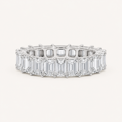 4.75 CT Emerald Cut Lab Grown Diamond Split Prong Eternity Ring