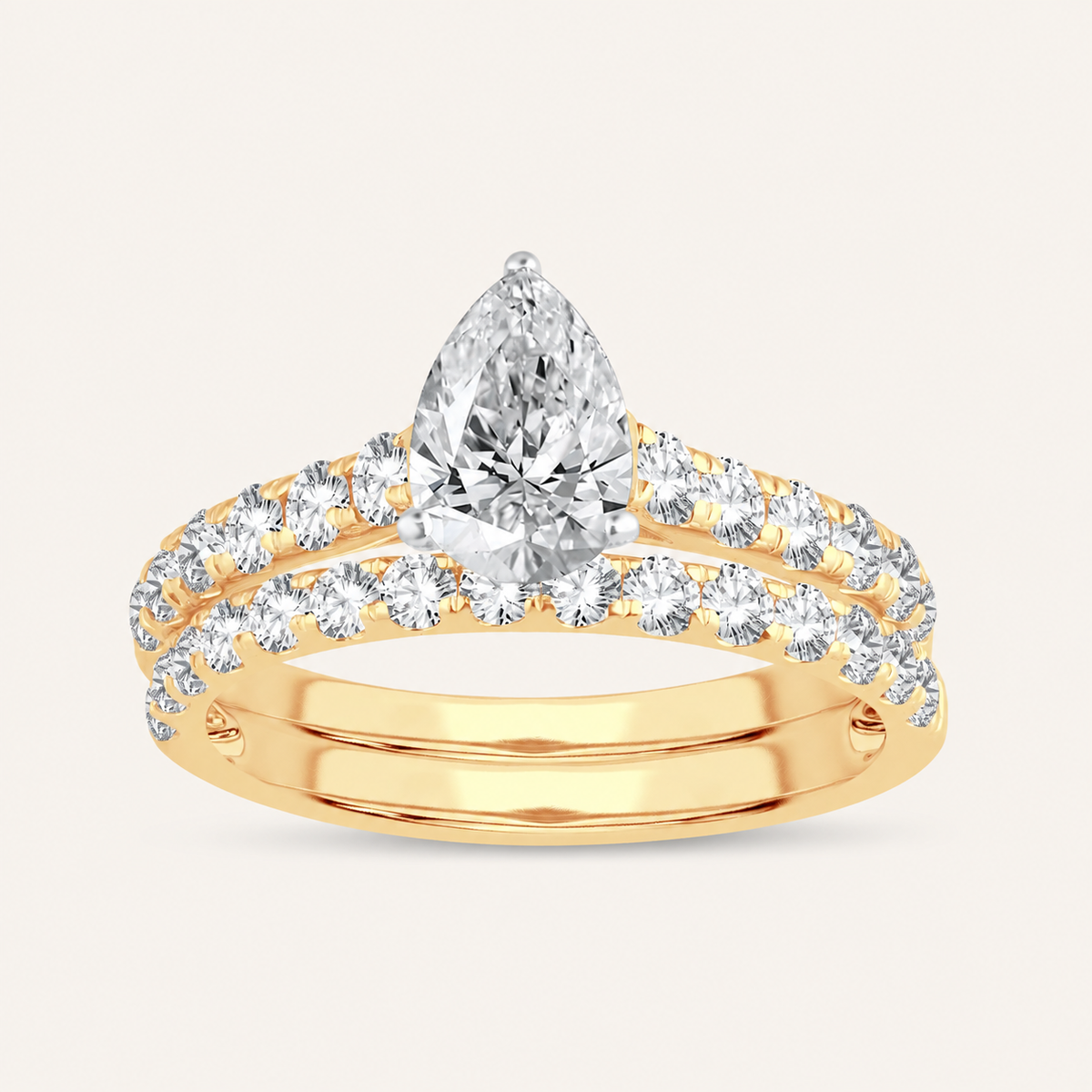 2.03CT Pear Cut Lab Grown Diamond Bridal Set