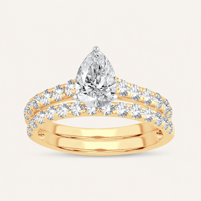 2.03CT Pear Cut Lab Grown Diamond Bridal Set