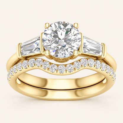 2.15 CT Round Cut Lab Grown Diamond Bridal Set