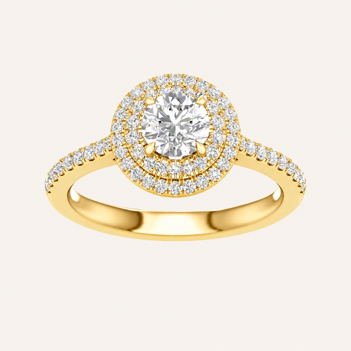 1.15CT Round Cut Lab Grown Diamond Halo Side Stone Ring