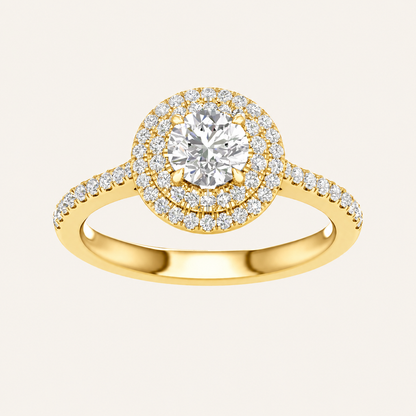 1.15CT Round Cut Lab Grown Diamond Halo Side Stone Ring