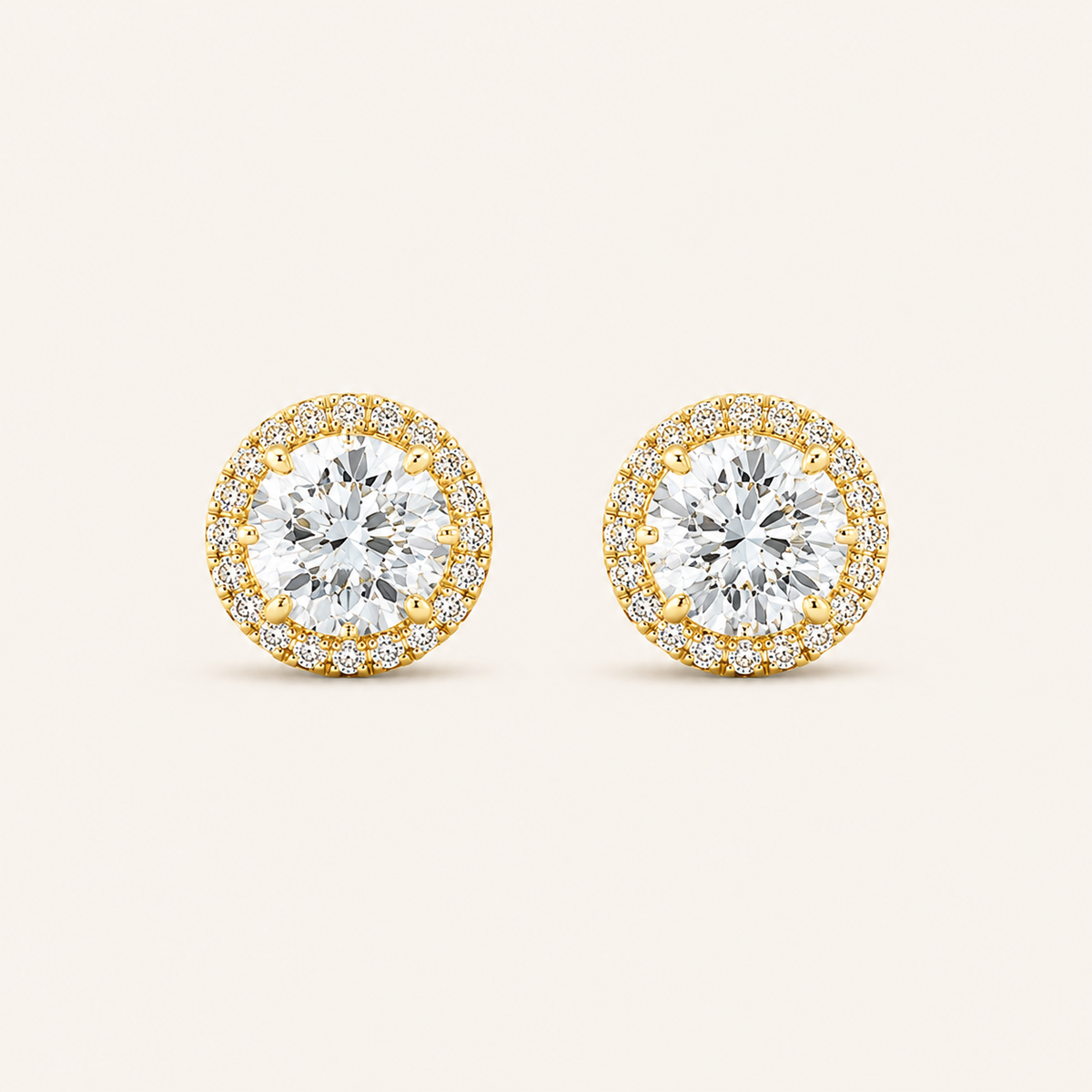 1CT Round Cut Lab Grown Diamond Halo Stud Earrings