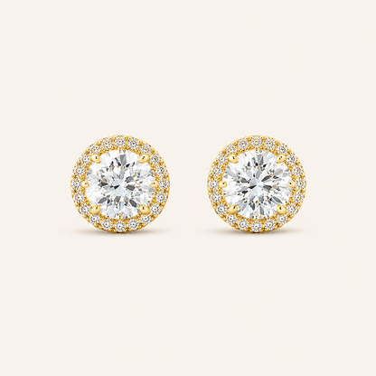 1CT Round Cut Lab Grown Diamond Halo Stud Earrings