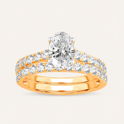 2.00CT Pear Cut Lab Grown Diamond Bridal Set