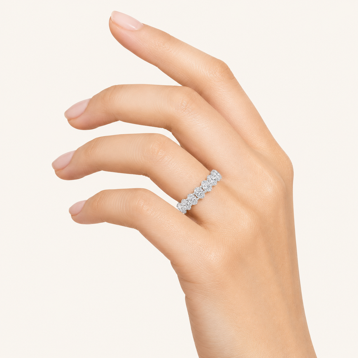 2.75CT Oval Cut Lab Grown Diamond Split Prong Eternity Ring