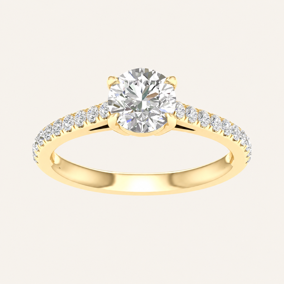 1.25CT Round Cut Lab Grown Diamond Side Stone Ring