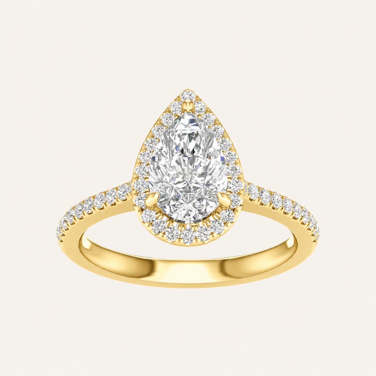 1.75CT Pear Cut Lab Grown Diamond Halo Side Stone Ring