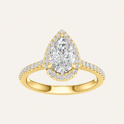 1.75CT Pear Cut Lab Grown Diamond Halo Side Stone Ring