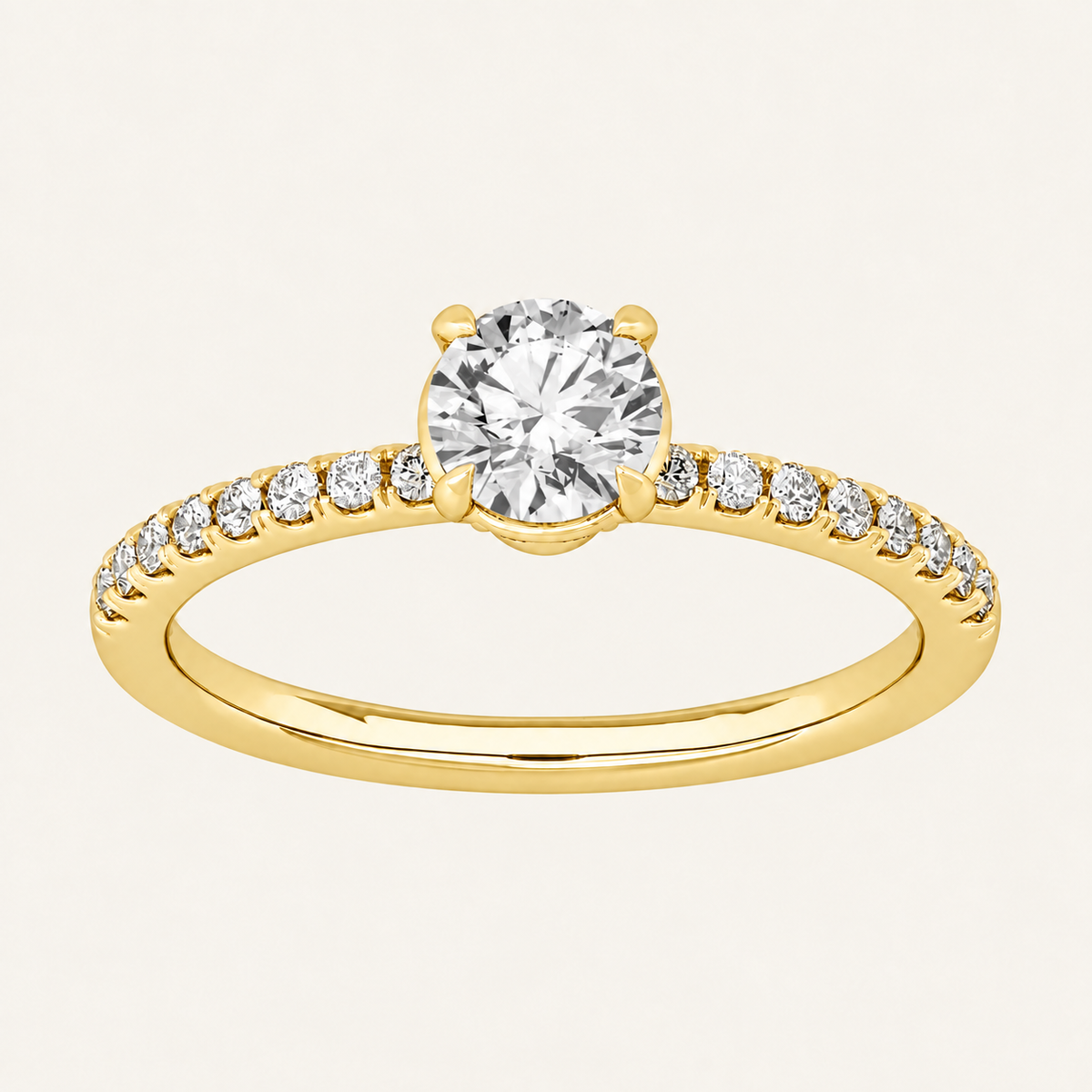 1.00CT Round Cut Diamond Side Stone Ring