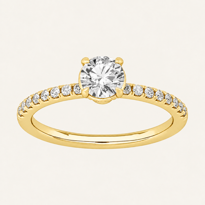 1.00CT Round Cut Diamond Side Stone Ring